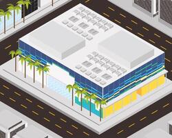 isometric building and roads vector