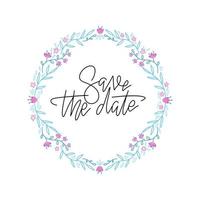 Vintage hand drawn wreath design element. Circle frame for wedding invitation, save the date lettering card and other. vector