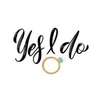 I do proposal quote. Engagement diamond ring lettering design for RSVP, wedding invitation, bridal shower party or other card. Yes, I do vector illustration.