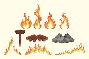 ten fire flames icons vector