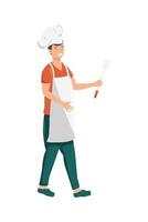 barbecue chef with spatule vector