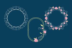 roses frames three icons vector