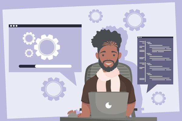 developer web in laptop