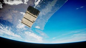 old wood box on Earth orbit video