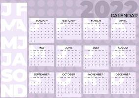 Calendar 2022. Monthly calendar with light lilac abstract background. vector