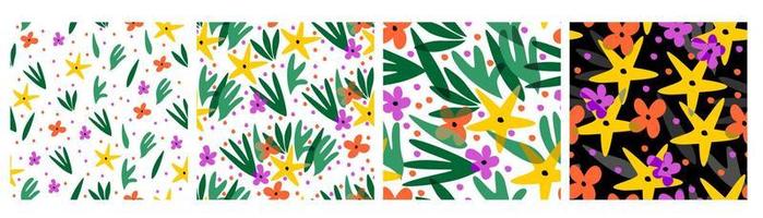 Vector collection of four floral seamless patterns