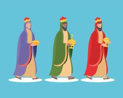 tres personajes del pesebre de ephiphany vector