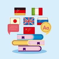 libros con aprendizaje de idiomas vector