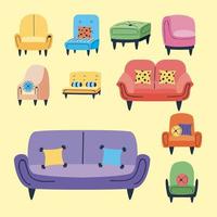 ten armchairs and sofas vector