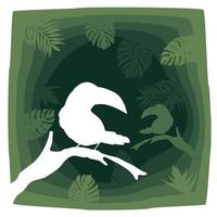 toucan green paper cut vector