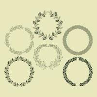 six laurel wreaths icons vector