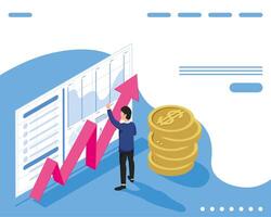 businessman with statistics vector