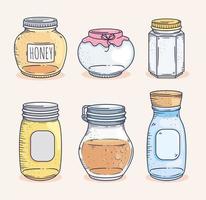 differents jars glass vector