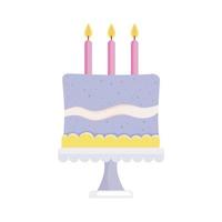 pastel de cumpleaños con tres velas vector