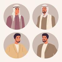 muslim men in round frames vector