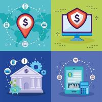 banking and finances icons vector