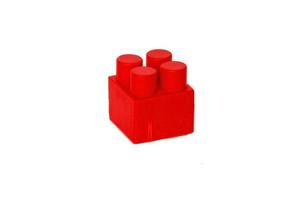 details of a children's plastic constructor on a white background. colored cubes. block. photo