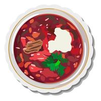 Plate of borsch. Colorful vector illustation.