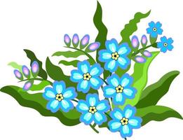 Vector isolated illustration of forget me not bouquet.