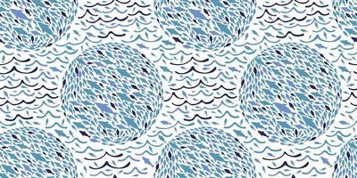 fish and waves pattern vector