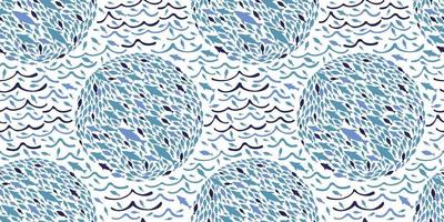 fish and waves pattern vector