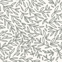 Vector seamless pattern. Floral stylish outlined background. Graphic repeating texture with tea leaves and branches in hand drawn doodle style