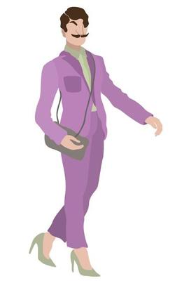 Man with moustache on high heels