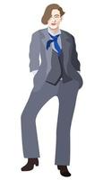 Vector isolated illustration of woman in men's wear.