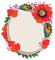 Vector isolated circle frame with poppy flowers.