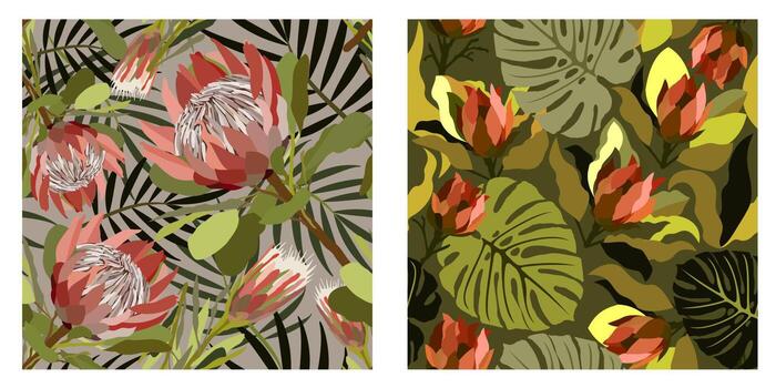 Protea pattern set vector