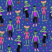 Vector seamless pattern with aliens.