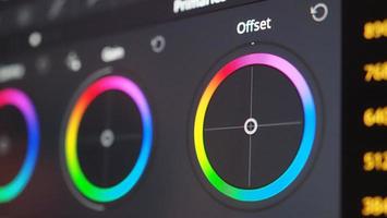 Color grading graph or RGB colour correction indicator on monitor photo