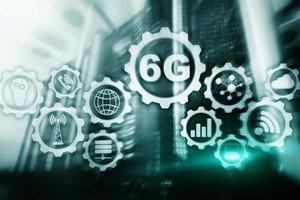 Futura tecnología de comunicaciones rápidas. Concepto de conexión de red 6g. tecnología inalámbrica móvil de alta velocidad foto