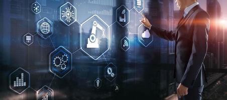 RPA Robotic Process Automation system. Big data and business concept on Virtual Screen photo