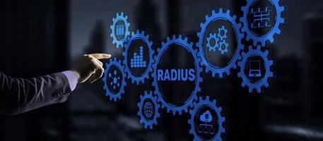 Radius. Remote Authentication in Dial In User Service. Telecommunications Networks Concept photo