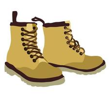 botas de viaje amarillas con cordones. vector