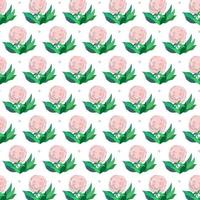 Pattern with pink hortensia flowers. vector