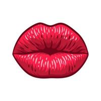 Ilustración de vector de labios femeninos de belleza, estilo de arte pop de labios femeninos