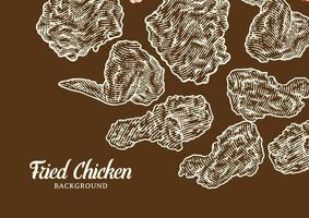 Crispy fried chicken background template vector