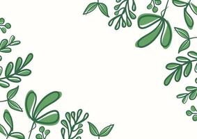 Botanical green floral leaves background with copy space for text vector