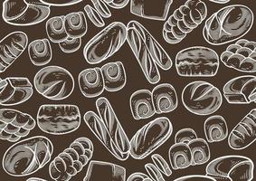 Vintage bakery background with sketched bread vector illustration