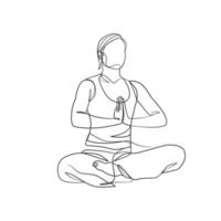 chica de yoga dibujo de línea continua diseño minimalista vector