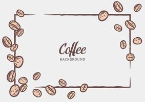 Hand drawn background with coffee beans vector
