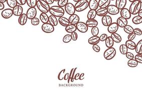 Hand drawn background with coffee beans vector