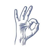 OK hand gesture line art vector illustration