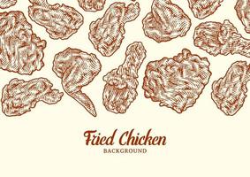 Crispy fried chicken background template vector