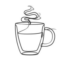 Continuous line drawing a cup of coffee or tea vector