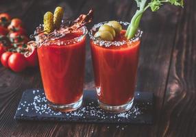Two glasses of Bloody Mary