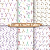 Set of Scissors seamless pattern vector