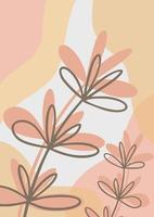 Organic Abstract Minimalist Pastel Background With Leaves vector